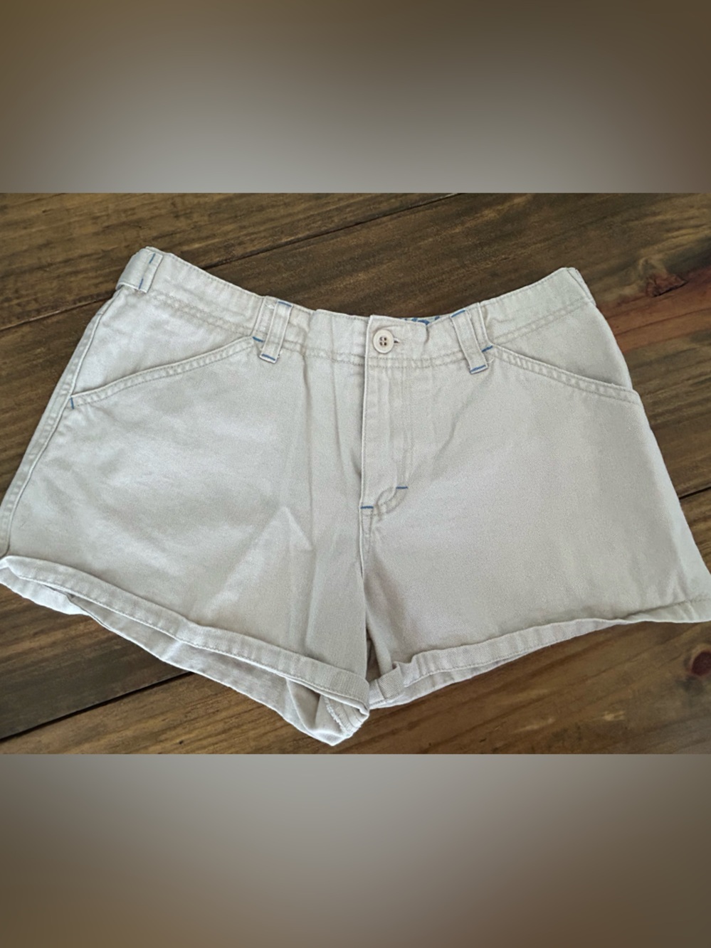 ✨VENUS Beige Cotton Shorts with Blue Floral Waistband